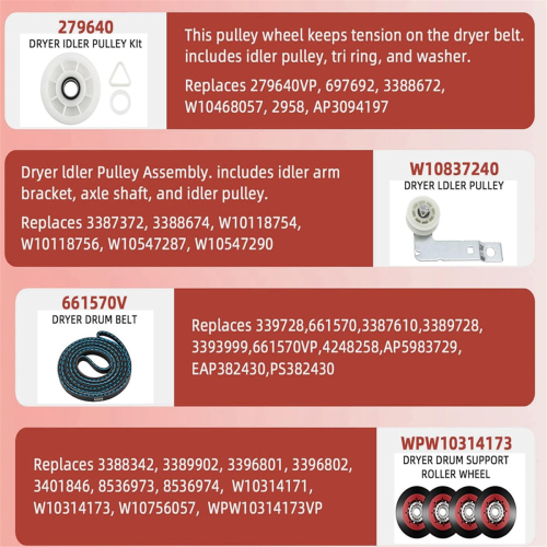 Κιτ επισκευής στεγνωτηρίου 4392067 και κιτ τροχαλίας αδράνειας στεγνωτηρίου W10837240 1