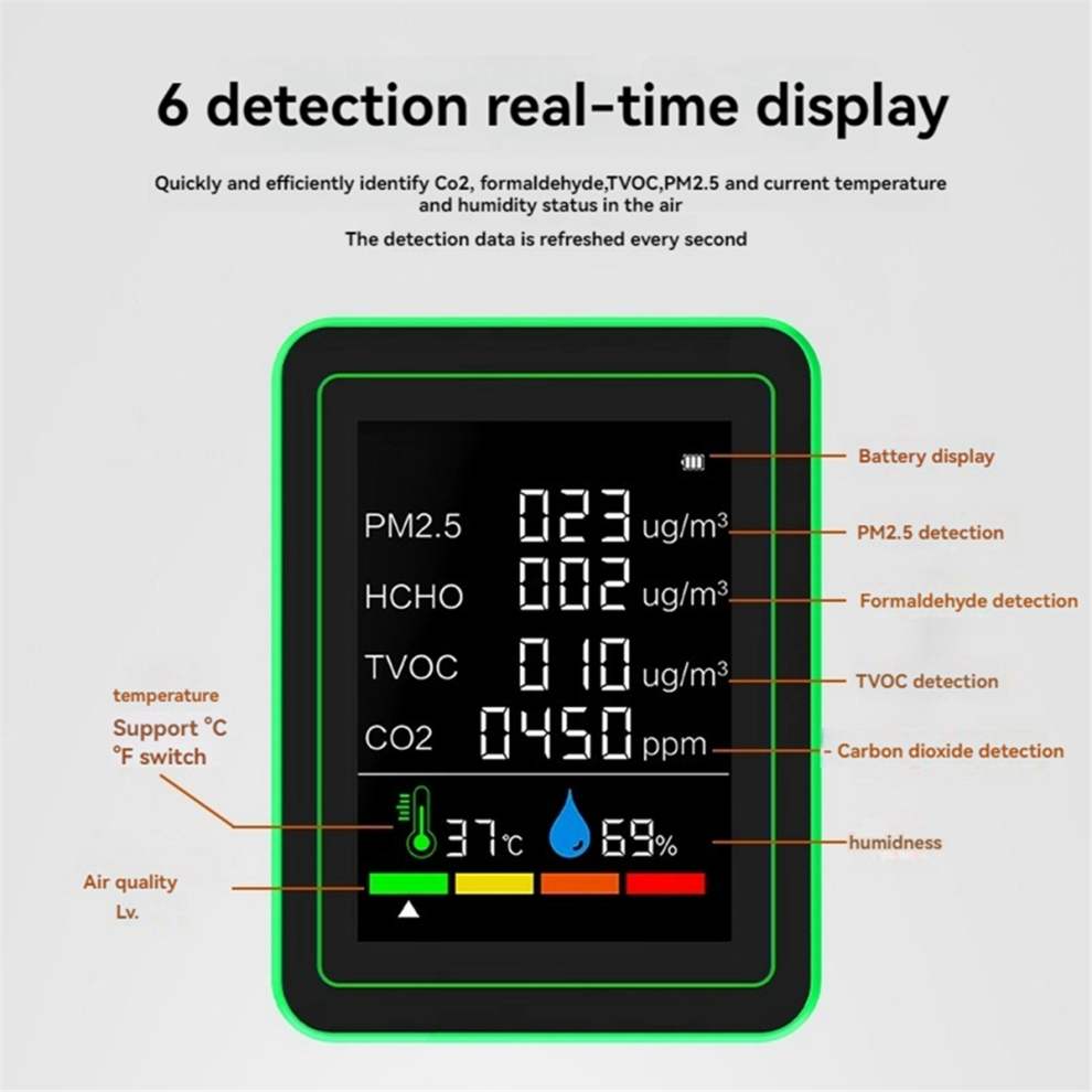 Sin Marca Black Total Smart Wifi Air Quality Sensor