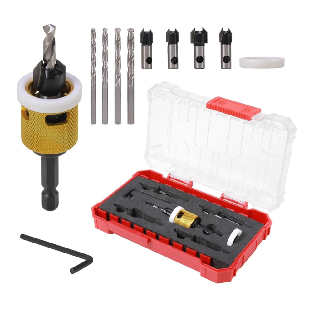 Tipped Countersink Drill Bits Set With Low Friction Depth Stop 4852739755067