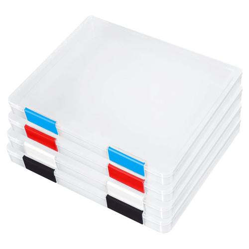 4 Pack A4 File Box,Clear Plastic Document Storage Box,
