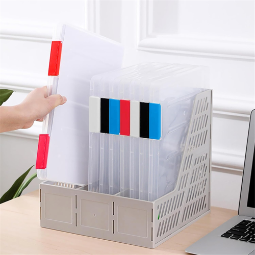 4 Pack A4 File Box,Clear Plastic Document Storage Box, 1