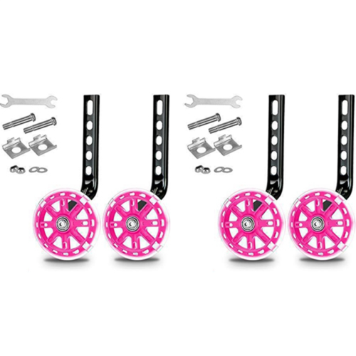 Kit de suporte para roda de treinamento de bicicleta infantil para bicicletas infantis de 12 polegadas rosa