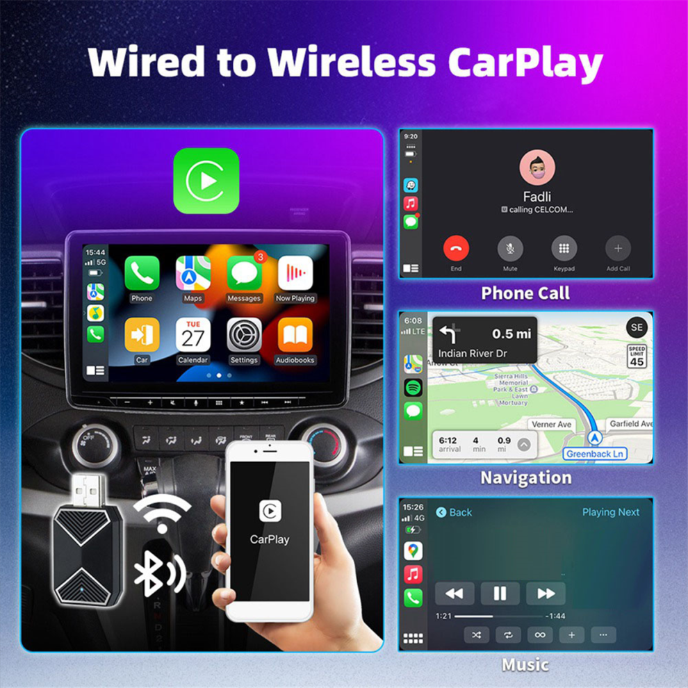 Photos - Cable (video, audio, USB) Wireless CarPlay Adapter Android Auto 2 in 1 Mini AI Box Adapter
