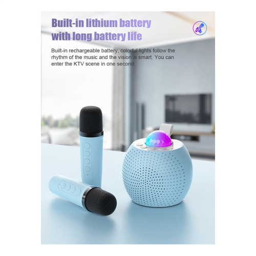Draagbare Bluetooth karaoke-luidspreker voor buiten, lichtblauw 2