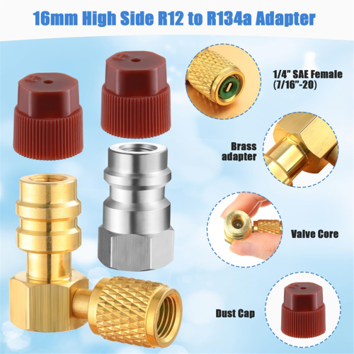 R12 to R134A AC Fitting Conversion Adapter Kit, Quick Coupler Valve 2