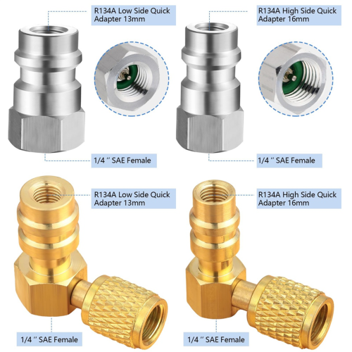 R12 to R134A AC Fitting Conversion Adapter Kit, Quick Coupler Valve 1