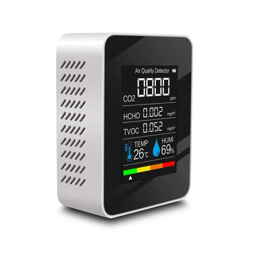 Sin Marca 5-In-1 Air Quality Monitor Levels With Lcd Display White