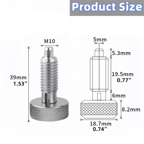 2Pcs Hand Retractable Spring Plungers with Knurled Handle M10 1