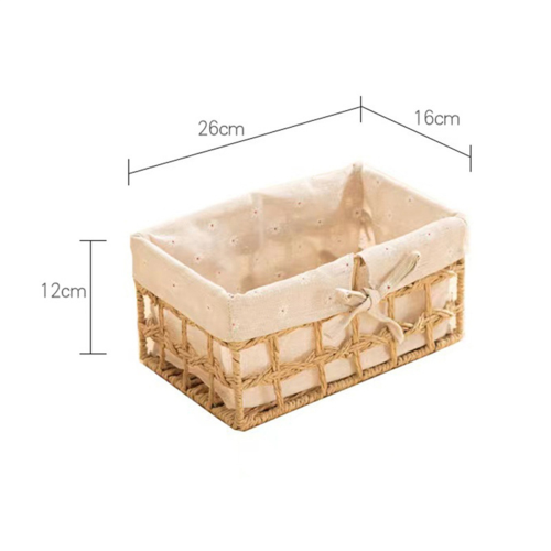 Wicker Storage Basket Hand-Woven Paper Rope Rectangular Storage Box B 1