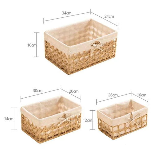 Wicker Storage Basket Hand-Woven Paper Rope Rectangular Storage Box B 2