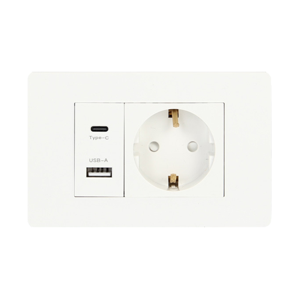 Standard Socket Wall Power Socket USB+TYPE-C+EURO Socket EU Plug