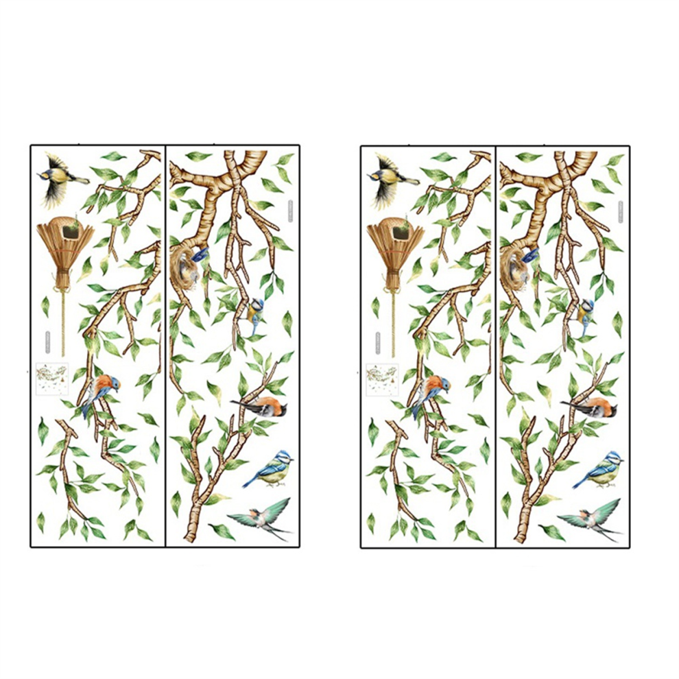 Colorful Flower And Bird Branch Wall Stickers, Peeling And Pasting Sin Marca