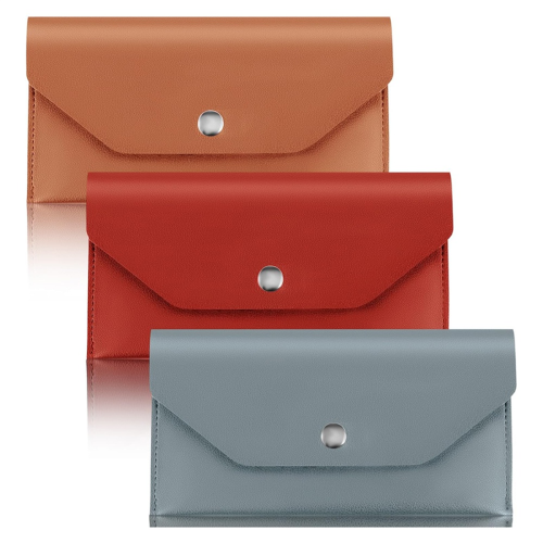 3 envelopes de dinheiro à prova d'água, vermelho, marrom e azul