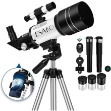 ESAKO Telescope for Kids & Adults, 70mm Portable Beginner Telescopes with 3 Eyepieces, Height Adjustable Tripod & Phone Adapter