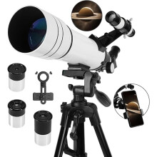 Telescopes for Adults Astronomy, 70mm Aperture 400mm Refractor Telescope for Kids FMC Coated-High Transmission with Smartphone Adapter