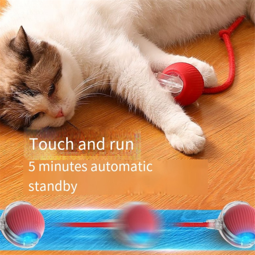 Automatic Rolling Ball Fake Tail Electric Pet Interactive Toy Red 1