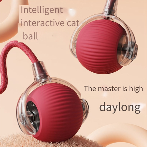 Automatic Rolling Ball Fake Tail Electric Pet Interactive Toy Red 2