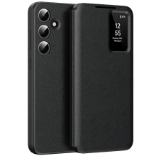 Voor Samsung Galaxy A56 5G hoesje met kaarthouder, Smart View Window, leren telefoonhoesje