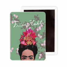 (Frida Kahlo In Green_4076) Fridge Magnets Ceramic Refrigerator Magnet Handmade Graphic Artwork Kitchen Decorative Accessories / 2.4 x 3.2inch