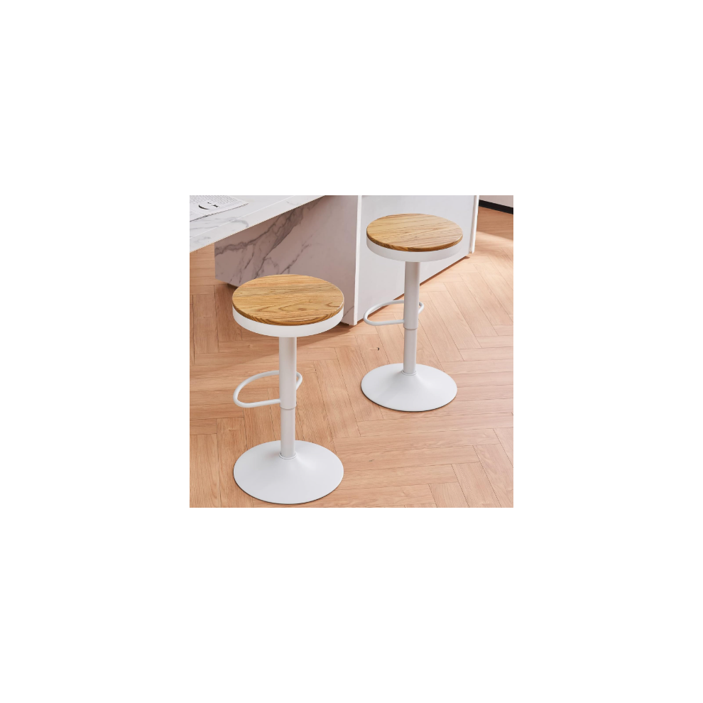 YOUNIKE Bar Stools, Solid Wood Counter Height Barstools Set of 2, Vintage High Adjustable 360Â° Swivel Metal Bar Chairs