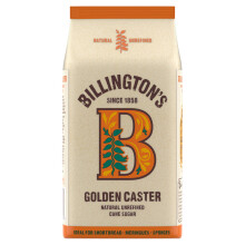 Billington's Natural Golden Caster Unrefined Cane Sugar (1Kg) - Pack of 6