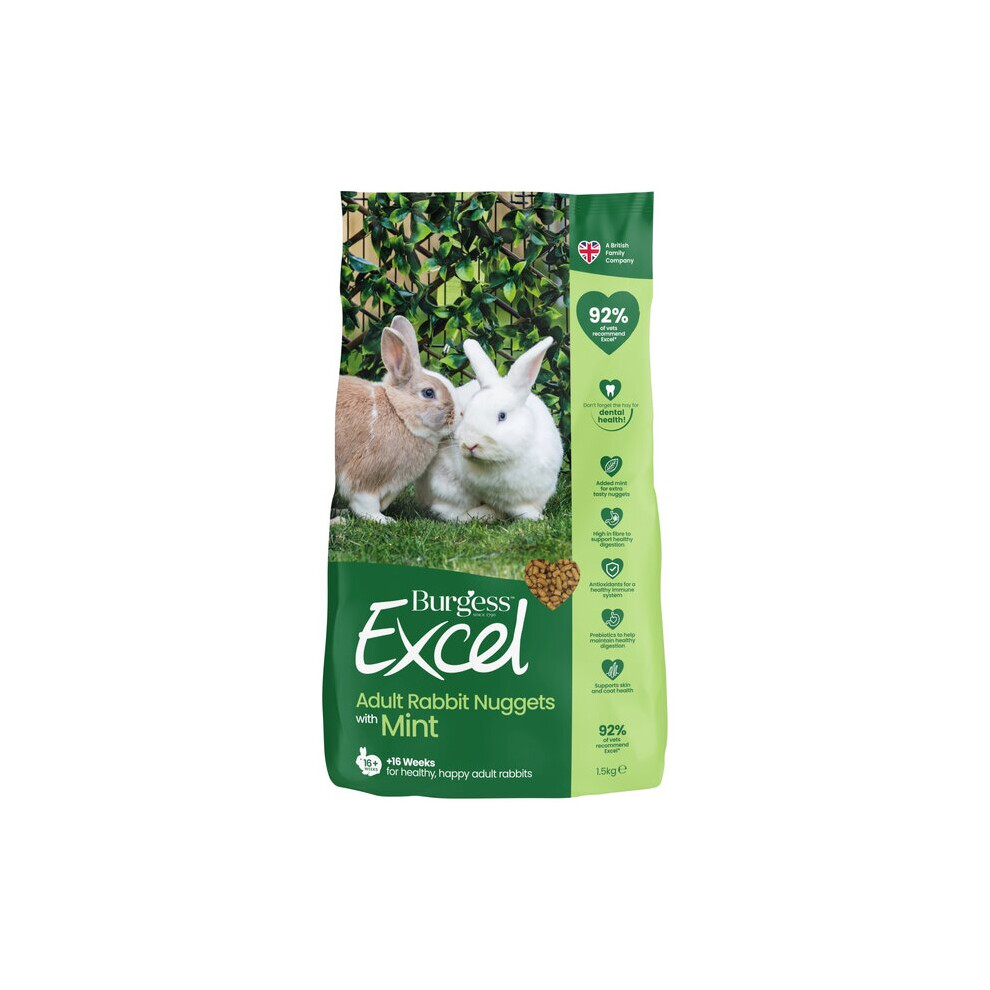 Burgess Excel Tasty Nuggets Adult Rabbit Food (2Kg) (Pack Of 6)