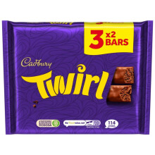 Cadbury Twirl Chocolate Bar Multipack 3 x 43g - Pack of 2