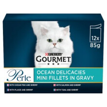 Gourmet Perle Adult Cat Food Ocean Delicacies 85g 12 Pack (1.02kg) (Pack of 6)