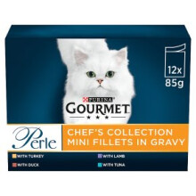 Gourmet Perle Adult Cat Food with Turkey, Tuna, Duck & Lamb 85g 12 Pack (1.02kg)