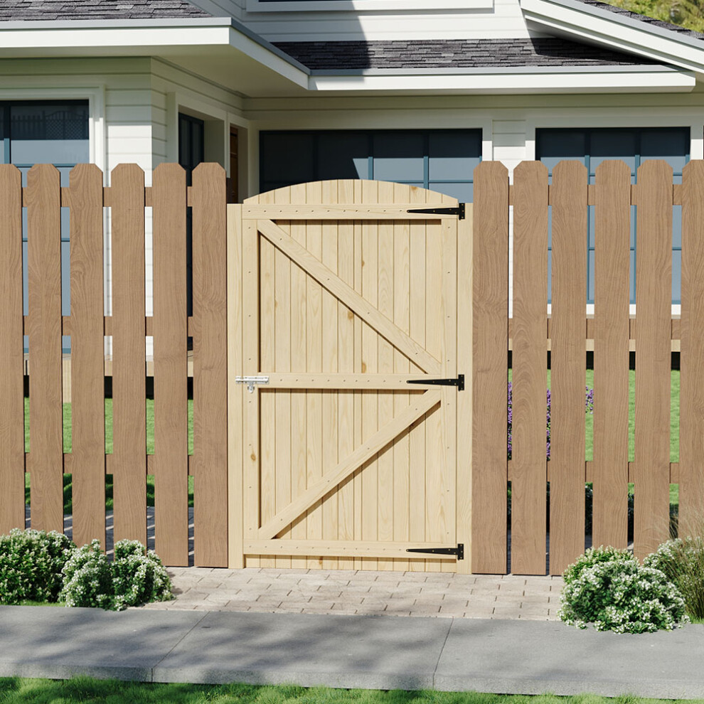 Arch Top Strong Garden Gate with Latch, 99cm W x 6cm D x 180cm H