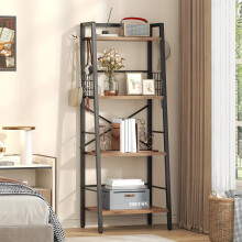 Ladder Bookshelf Tall Industrial Storage Shelf