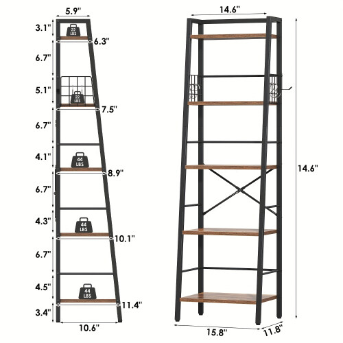 Ladder Bookshelf Freestanding Storage Organiser 1