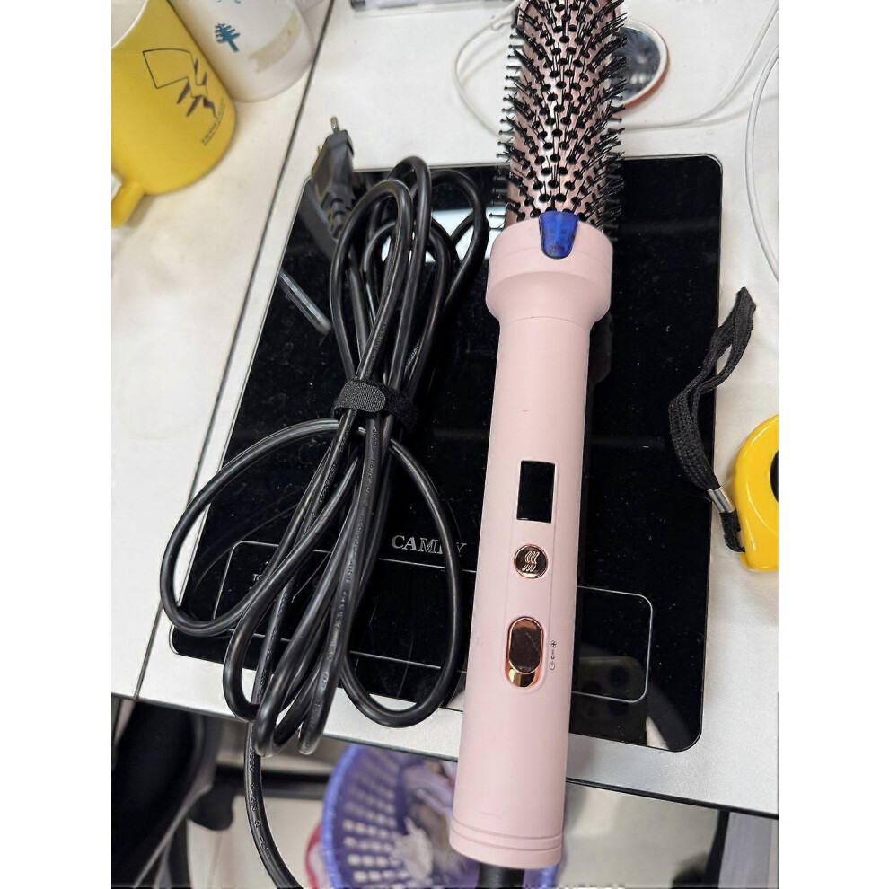 (As show, One size) 2-in-1 Hair Straightener and Curling Iron Thermal Brush Curling Iron Brush Ceramic Tourmaline Ionic