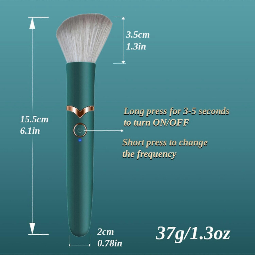 (As show, One size) Dual-use Electric Vibrator Massager Makeup Brush USB Charging 10-speed Vibration Auto Heating Built-
