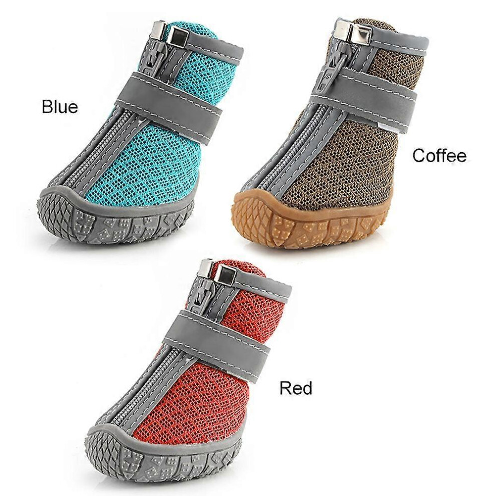 (As Show, One Size) Dog Shoes For Small Dogs Breathable Dog Booties With Reflective Strips Puppy Paw Protector For Outdo 6909775656136