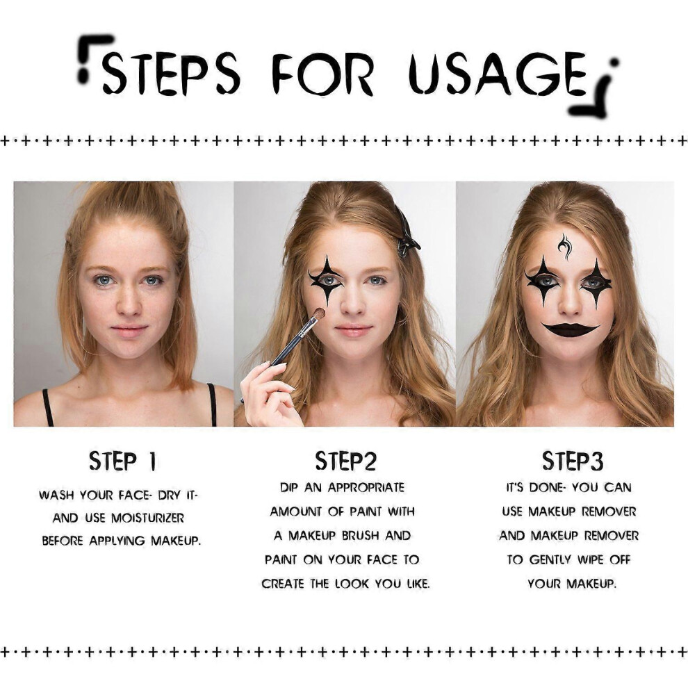(As show, One size) EELHOE Halloween Black and White Body Paint Body Painting Vampire Zombie Skeleton Face Makeup Paint