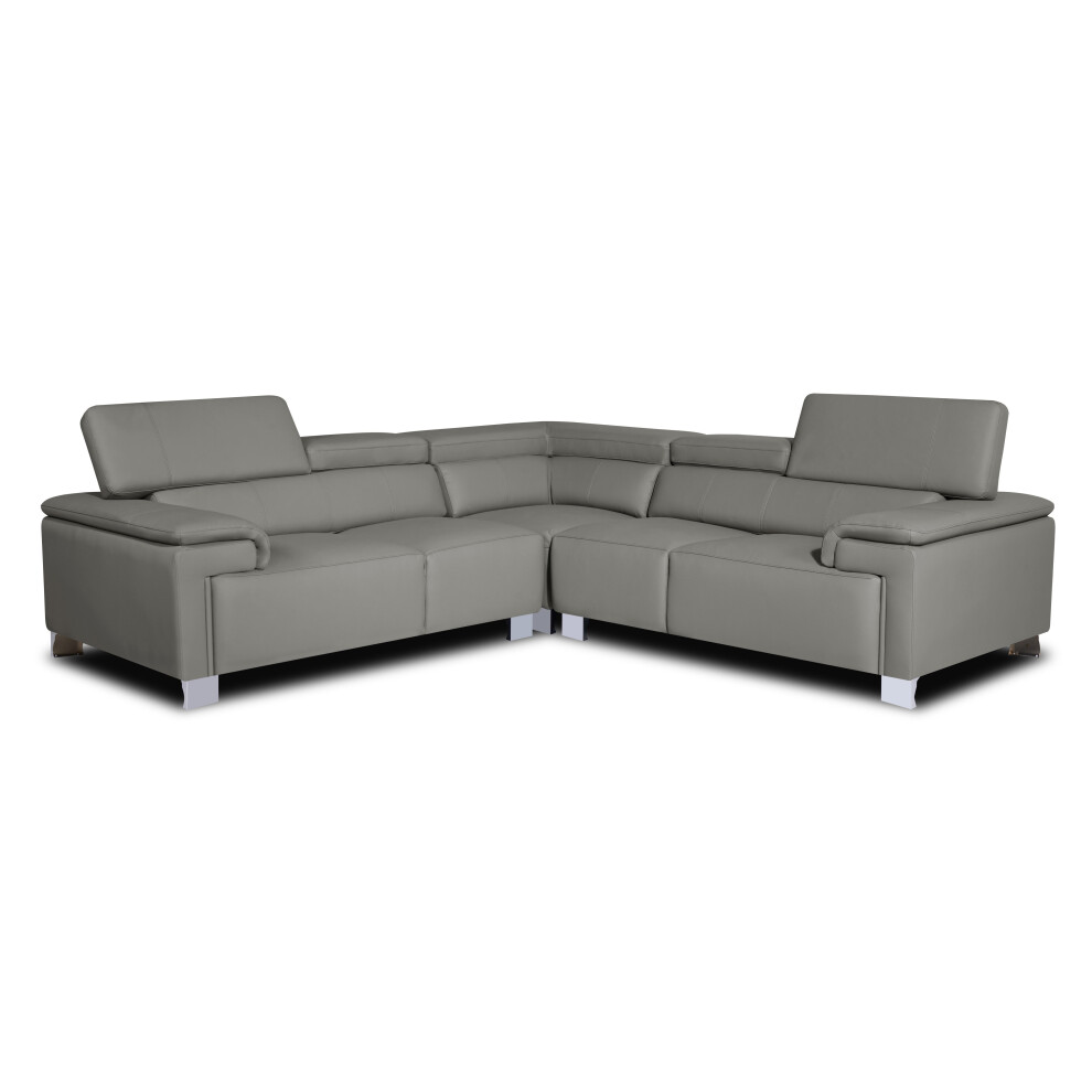 Genuine Leather Grey 2C2 Livorno Corner Sofa