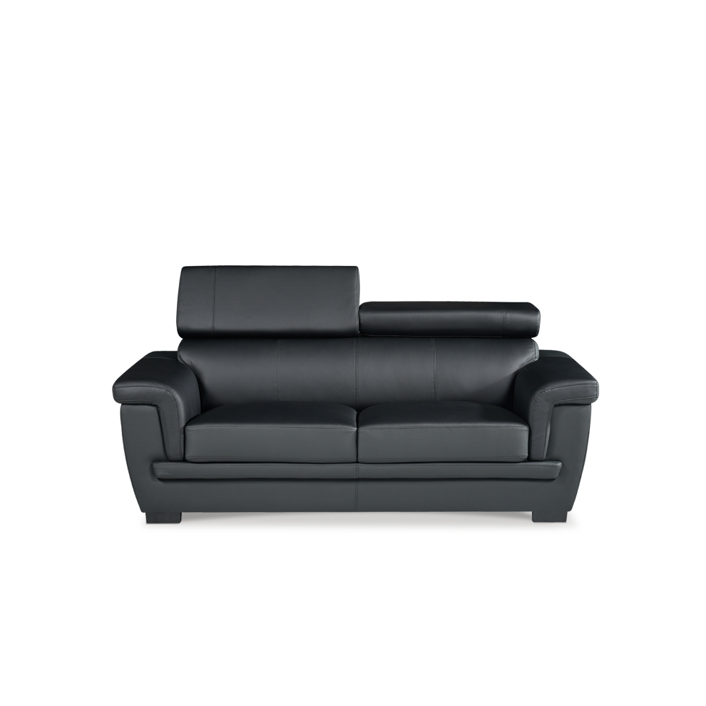 Genuine Leather Black 2 Seater Sofa PORTLAND