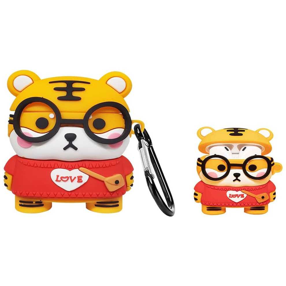 Airpods Case Cover With Keychain, Durable Silicone Cute Cartoon Animal Character Case Cover Compatible With Airpods 2/1 7770198201307