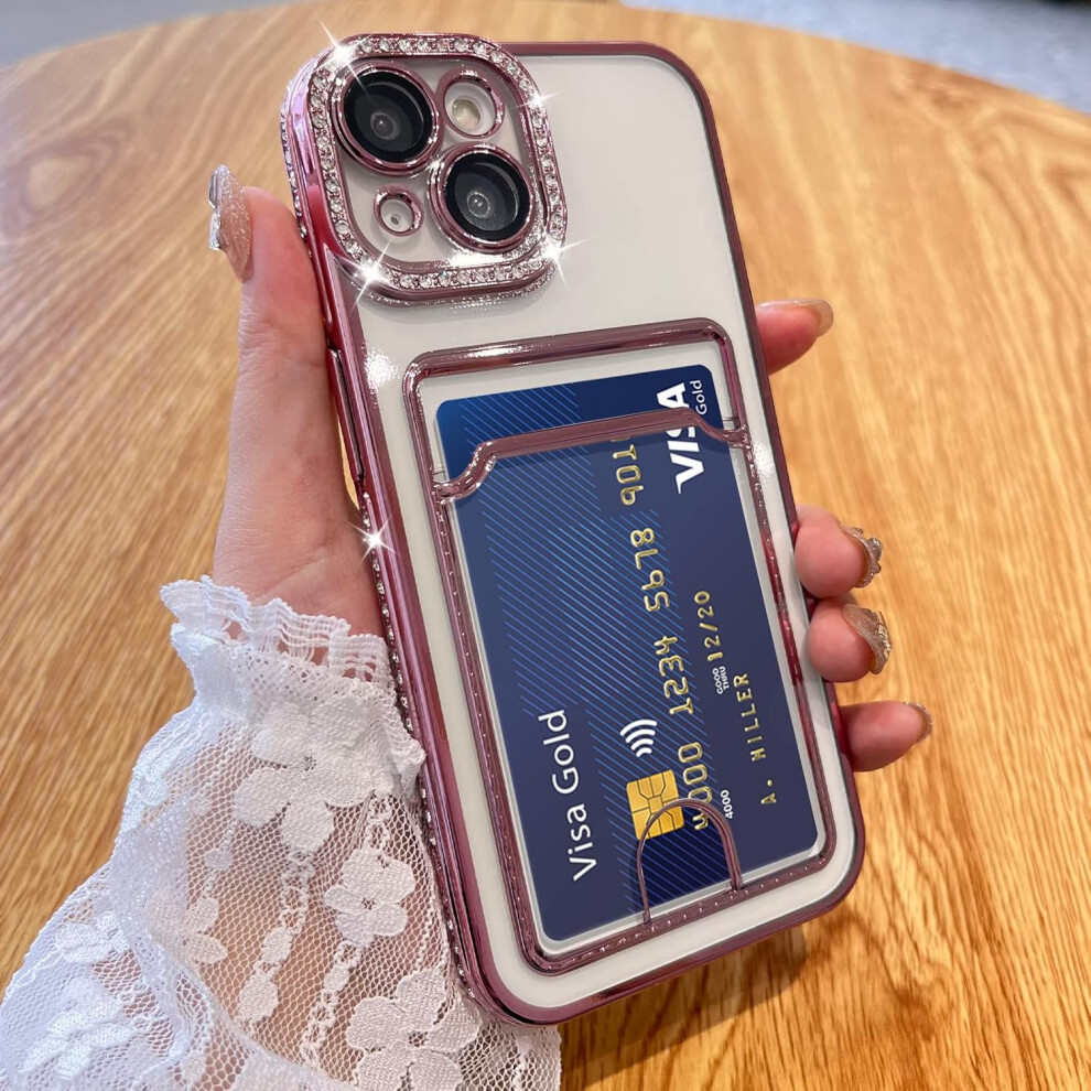 Plating Wallet For Iphone 14 Case, Bling Glitter Diamond Card Holder Camera Protection Luxury Cover + 2* Card Slot Case Elegant 7770198157864