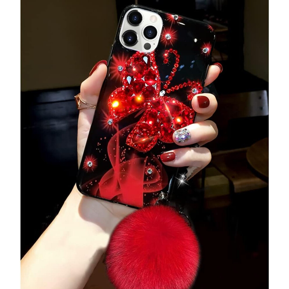 Iphone 14 Girly Case Bling Glitter 3D Diamond Rhinestone Case Cute For Women Girls Sparkle Shiny Luxury Crystal Butterfly With Plush 7770198158830