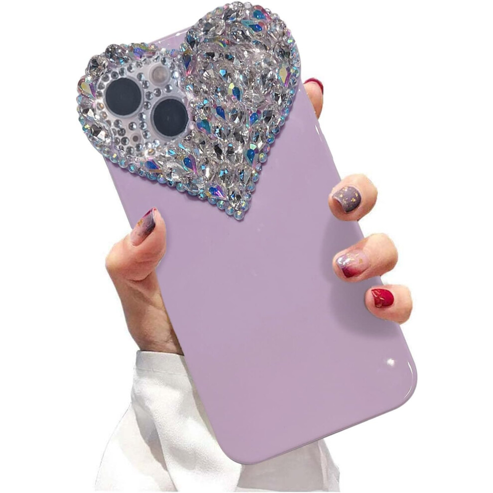 Cute Iphone 13 Case 3D Glitter Sparkle Bling Case For Women Girls, Pretty Rhinestone Diamond Cute Aesthetic Heart Gems Soft Tpu Bumper Case 7770198158700