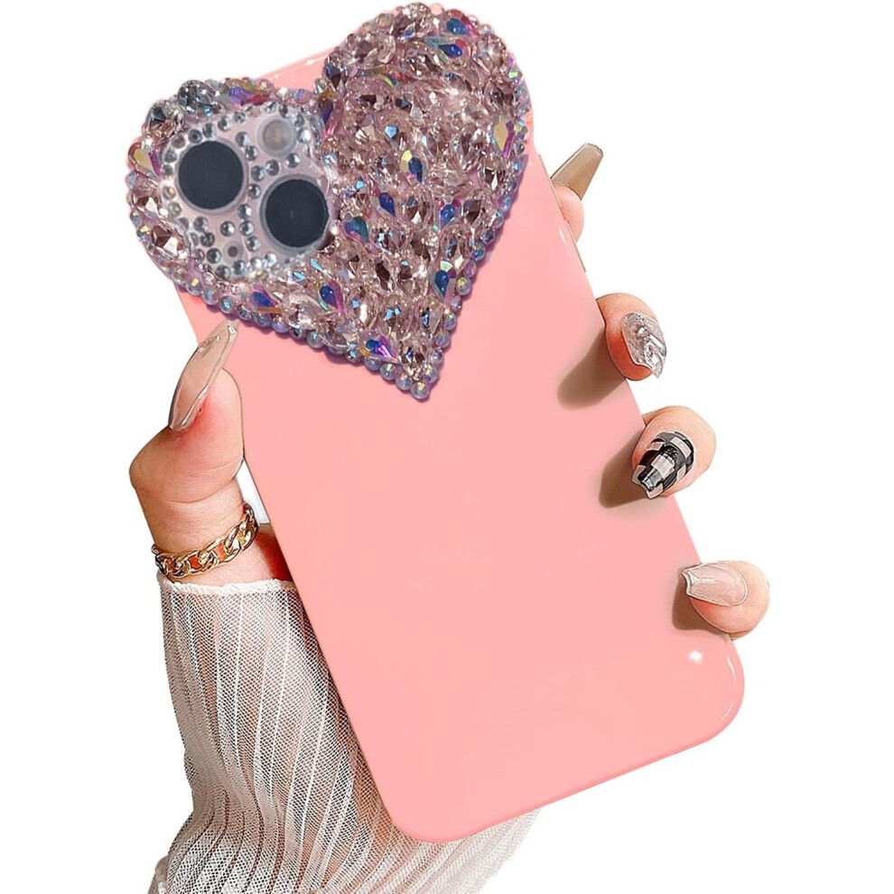 Cute Iphone 13 Case 3D Glitter Sparkle Bling Case For Women Girls, Pretty Rhinestone Diamond Cute Aesthetic Heart Gems Soft Tpu Bumper Case 7770198159172