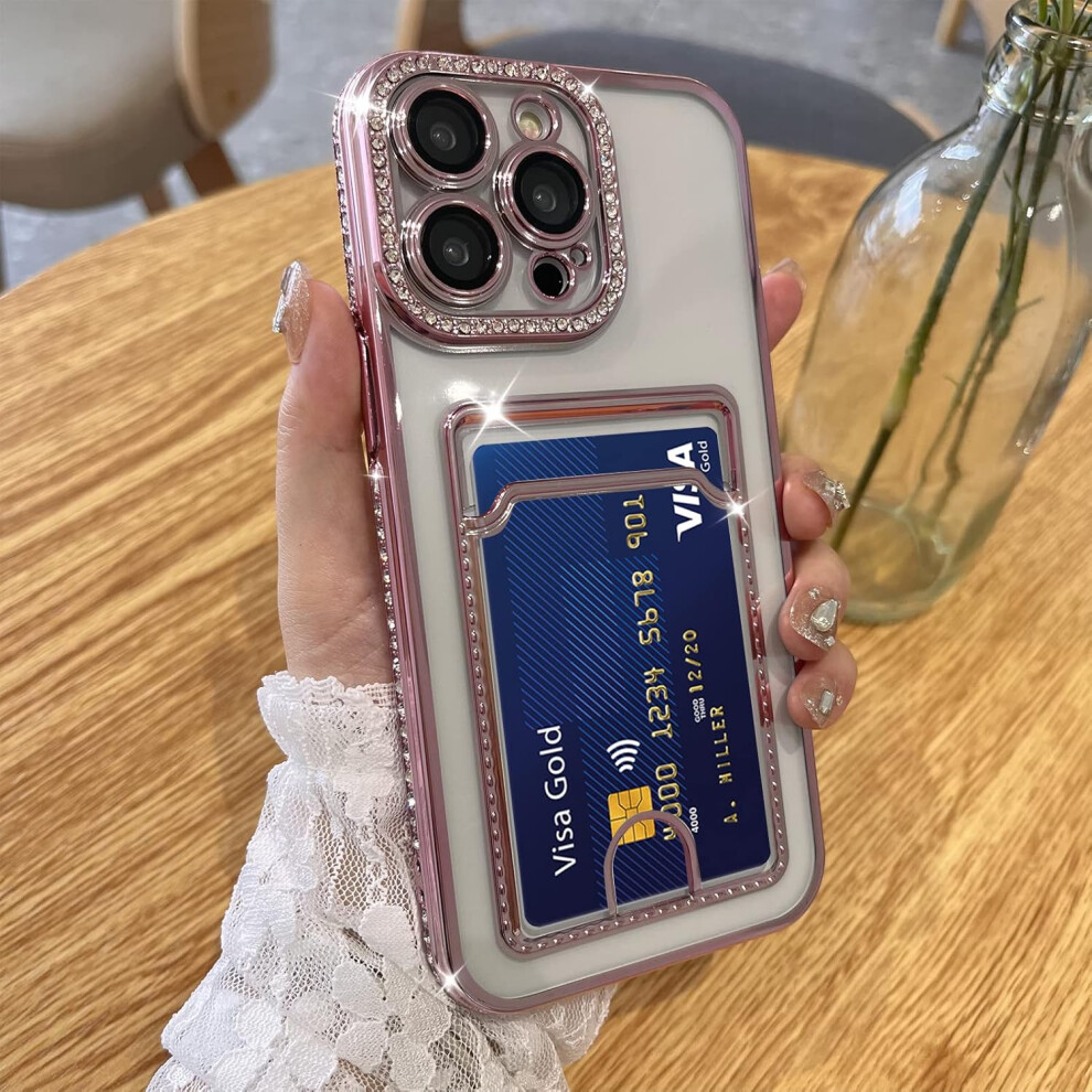 Plating Wallet For Iphone 13 Pro Case, Bling Glitter Diamond Card Holder Camera Protection Luxury Cover + 2* Card Slot Case Elegant 7770198159745
