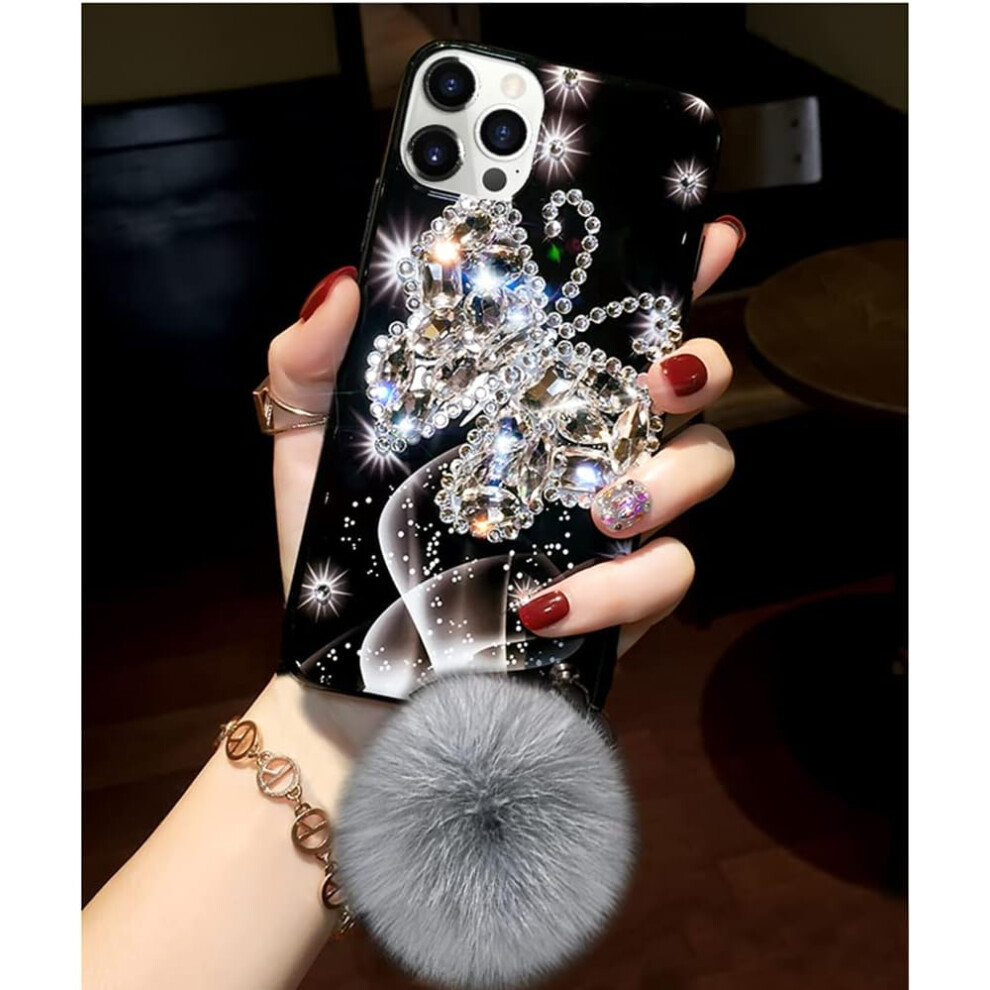 Iphone 13 Girly Case Bling Glitter 3D Diamond Rhinestone Case Cute For Women Girls Sparkle Shiny Luxury Crystal Butterfly With Plush 7770198160345