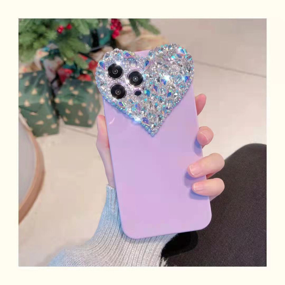 Cute Iphone 13 Pro Max Case 3D Glitter Sparkle Bling Case For Women Girls, Pretty Rhinestone Diamond Cute Aesthetic Heart Gems Soft Tpu Bumper Case 7770198160536