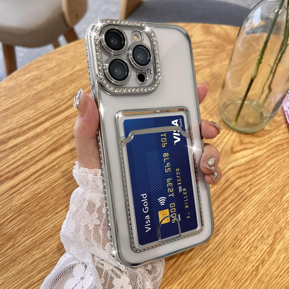 Plating Wallet For Iphone 14 Pro Case, Bling Glitter Diamond Card Holder Camera Protection Luxury Cover + 2* Card Slot Case Elegant 7770198160567