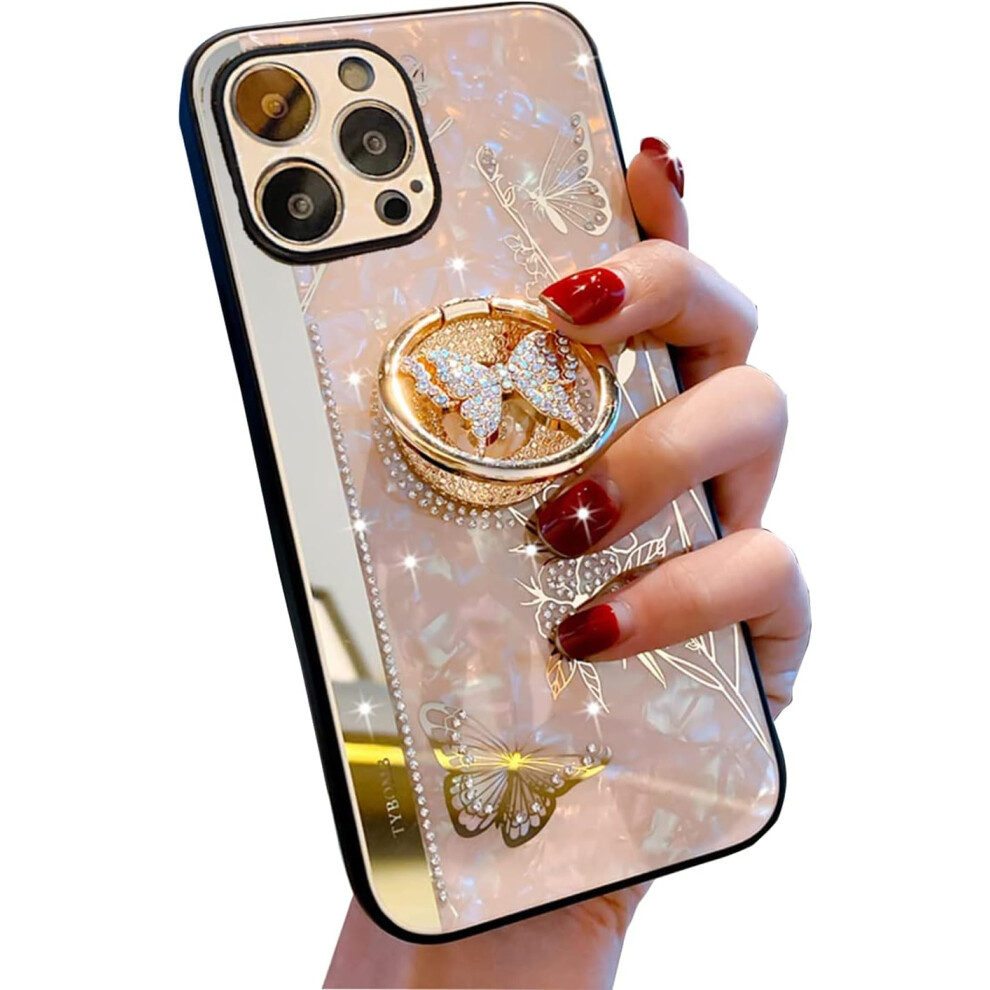 Iphone 13 Pro Kickstand Case - Bling Glitter Marble Pearl, Elegant Rhinestone Diamond (Rose Gold) White,Gold 7770198161229