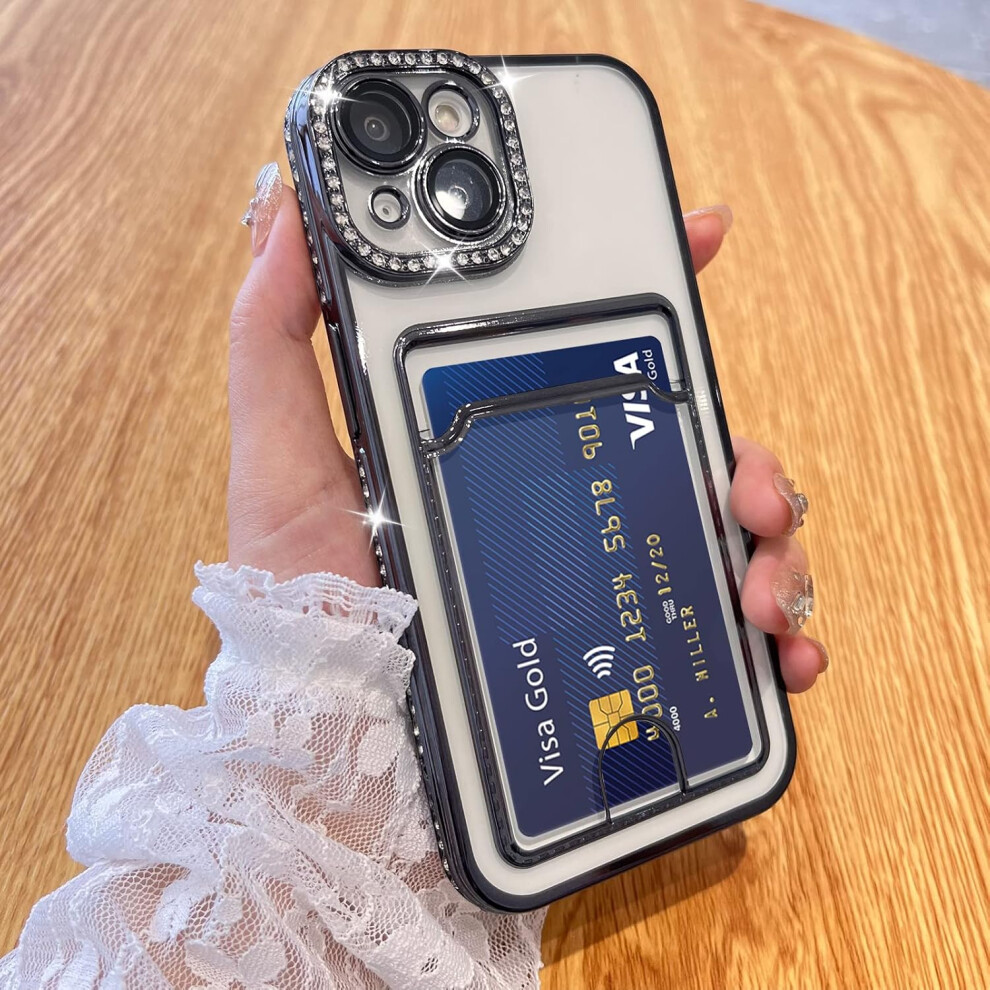 Plating Wallet For Iphone 13 Case, Bling Glitter Diamond Card Holder Camera Protection Luxury Cover + 2* Card Slot Case Elegant 7770198161359