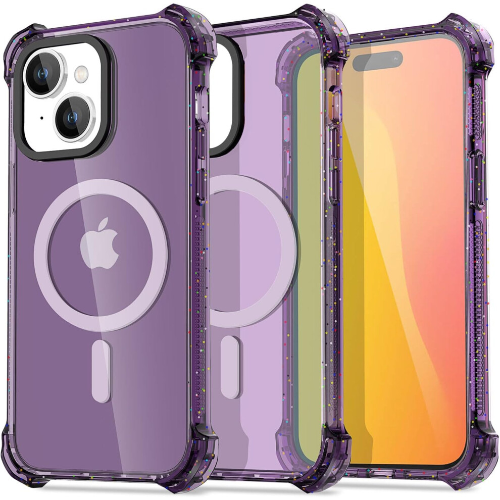 Iphone15promax Clear Compatible With Magsafe,Impact Shockproof[Non-Yellowing][Military Drop Protection]Anti-Scratch Protective Magnetic Cover Purple 7770198162547